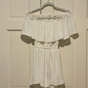 White Off-Shoulder Romper